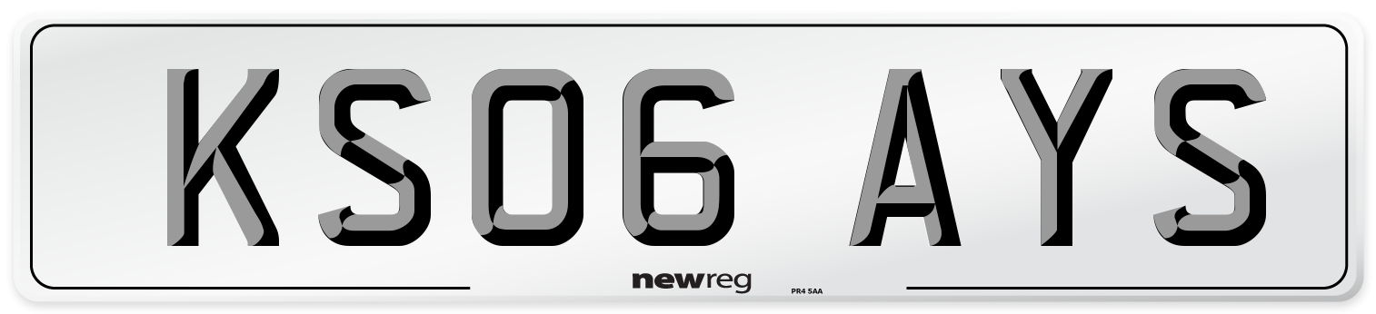 KS06 AYS Number Plate from New Reg